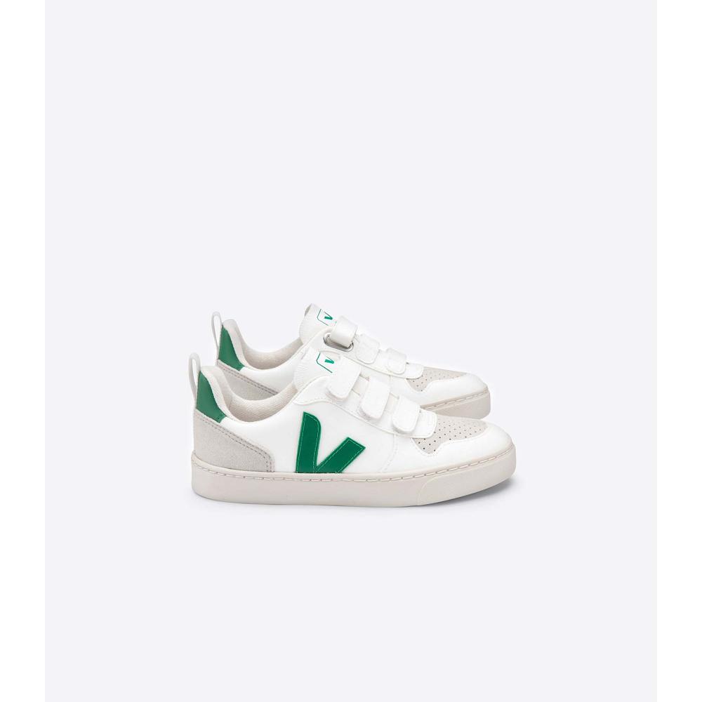 Veja V-10 CWL Kids\' Shoes White/Green | NZ 775KOR